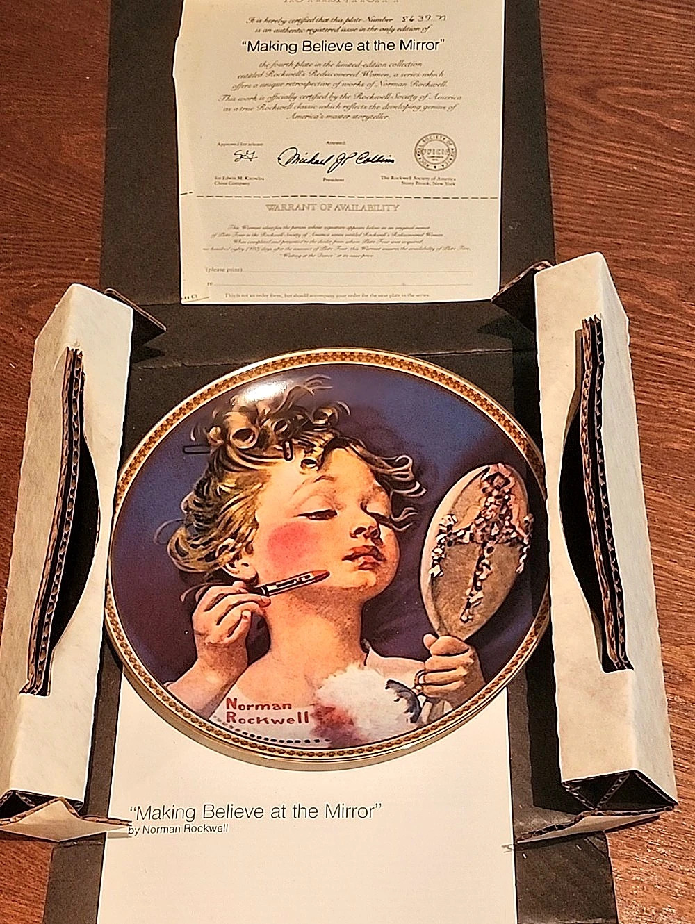 The Edwin M. Knowles China Co. Making Believe at the Mirror. Norman Rockwell
